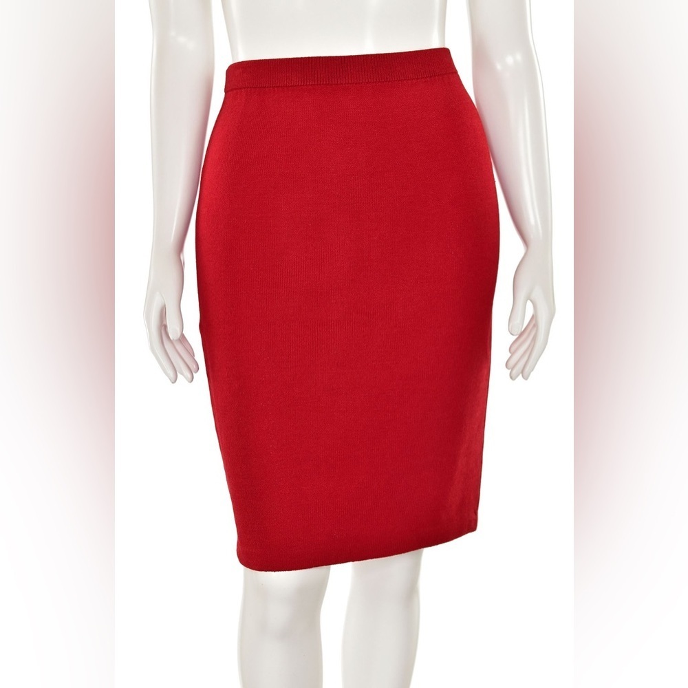 St. John Collection Red Santana Knit Pencil Skirt (120)